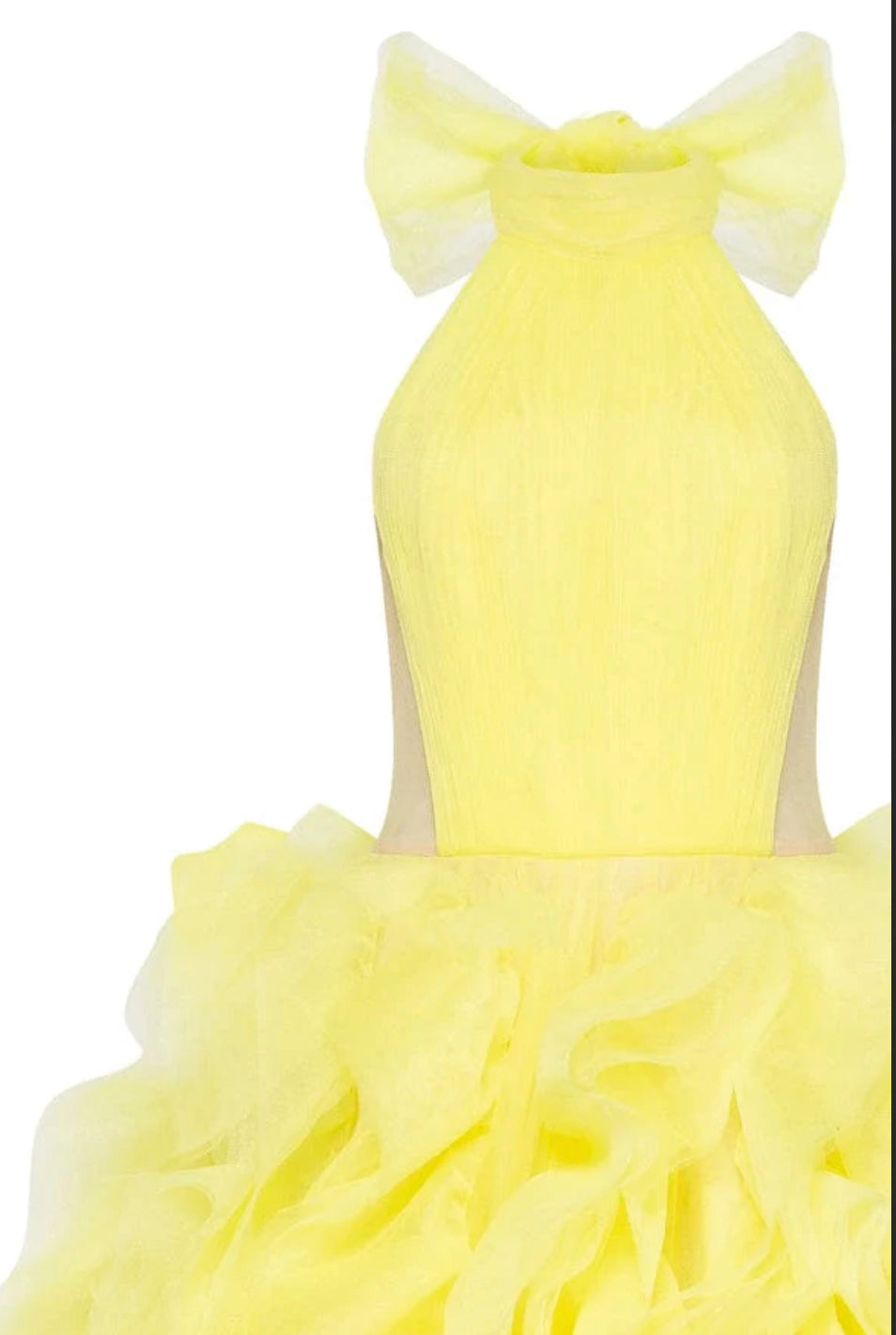 Turtleneck festive yellow evening gown