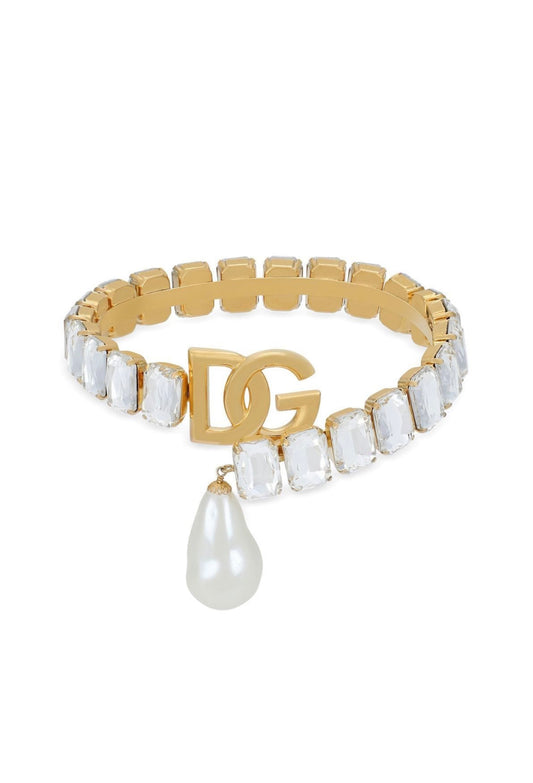 Dolce & Gabbana faux-pearl logo-lettering choker